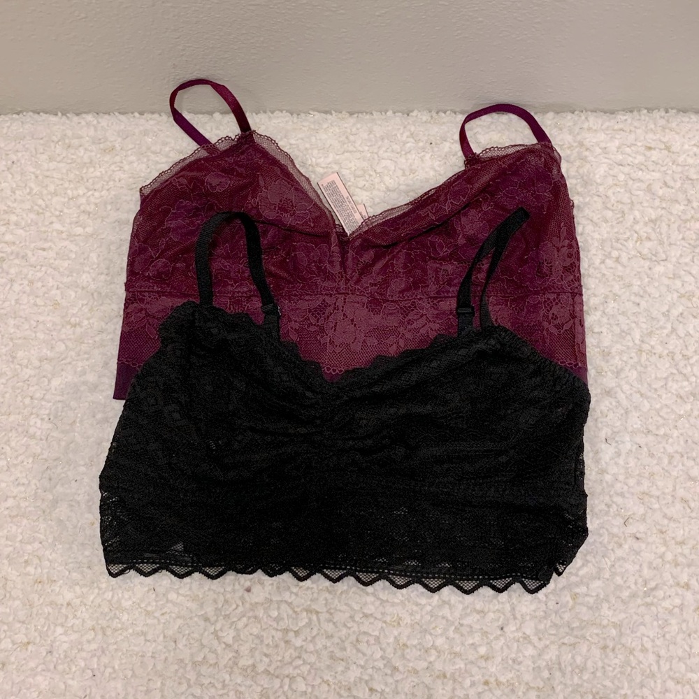 Black and maroon lace Victoria’s Secret bralette bundle size Medium